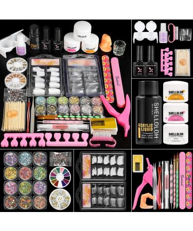 Acrylic Nail Kit for Beginners White Pink Clear Acrylic Powder Acrylic Liquid Monomer Set with All Season 12 Colors Glitter Rhinestones Manicure Tools for Nails Extension Home DIY Gift for Woman 5 - Buy Online on GoSupps.com
