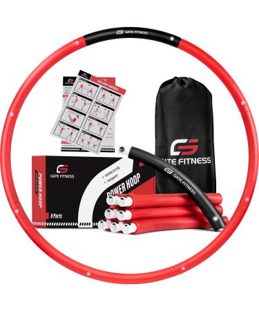 GATE FITNESS Weighted Hula Hoop - Exercise Hula Hoops for Adults for Weight Loss 3.1 lb - Hoola Hoop - 8 Segment Ring with Soft Foam Padding. Ideal for Fat Burning, Indoor/Outdoor Core Workouts 3.1 lb Red-Black (3,1 lb)