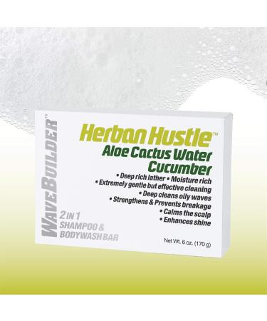 Wavebuilder Herban Hustle Aloe Cactus Water Cucumber 2-in-1 Shampoo & Bodywash Bar | Eco-Friendly Cleansing | International Shipping Available - Buy Online on GoSupps.com