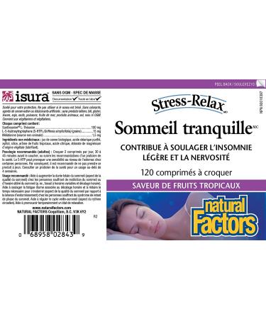 Natural Factors Stress-Relax Tranquil Sleep | 5-HTP, Suntheanine & Melatonin Chewable Tablets - 120 Count - Buy Online on GoSupps.com