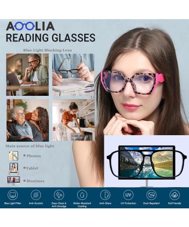 Buy AOOLIA Cat Eye Reading Glasses - Fashionable Anti-Blue Light Glasses for Women & Men - Large Frame Pink 2.5 Diopters - Buy Online on GoSupps.com