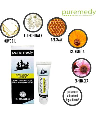 Buy Puremedy Black Drawing Ointment 0.5oz - Natural Healing Salve for Wounds Burns & Skin Irritations - Organic First Aid for All Ages & Pets - Buy Online on GoSupps.com