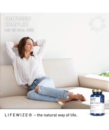 LIFEWIZE Cultures Complex Probiotics - 30 Mrd. KBE Lactobacillus Rhamnosus & Bifidobacteria with Organic Inulin | High Dose Vegan No Additives - Shop Internationally - Buy Online on GoSupps.com