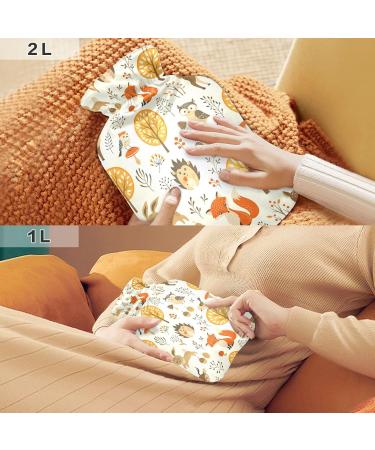 Zoo Hot Water Bottle - Cute Fox Rabbit Owl Design for Warm Winter Comfort | 2L for Bed Neck & Shoulders - Buy Online on GoSupps.com