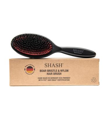 Made in Germany - SUSTAINABLE SHASH Nylon Boar Bristle Brush Suitable For Normal to Thick Hair, Gently Detangles, No Pulling or Split Ends, Softens and Improves Hair Texture, Stimulates Scalp, Medium Medium (Pack of 1)