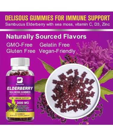 B BEWORTHS Elderberry & Sea Moss Gummies with Zinc, Vitamin C, D3 for Adults & Kids - Apple Cider Vinegar & Sea Moss Gummy with Vitamin B9, B12 - Buy Online on GoSupps.com