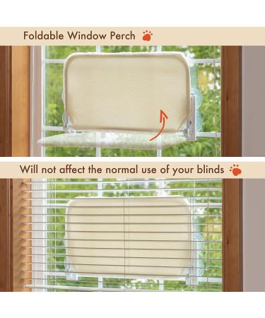 Durable Cat Window Perch Hammock Seat - Reversible Mat, Foldable Bed for Indoor Cats - All-Season Sunbathing Spot - Holds Up to 40 lbs - Beige - Buy Online on GoSupps.com