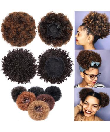 Short curly Afro hair updo synthetic hair cord strain high puff horse hinge hair extension afro-dutt for natural hair coffee brown 6 inches/50g coffee brown