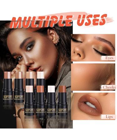 LSxia 2Pcs Highlighter & Contour Stick Makeup Kit - Water-proof, Long Lasting Illuminator & Bronzer Stick for Face Contouring - Buy Online on GoSupps.com