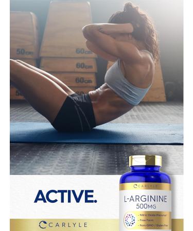 Carlyle L-Arginine 500 mg Capsules | 240 Count | Nitric Oxid Precursor | Free Form Amino Acid | Non-GMO & Gluten Free Supplement - Buy Online on GoSupps.com