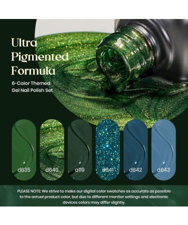 Beetles Green Gel Nail Polish Set - 6 Colors Forest Dark Green UV LED Soak Off - DIY Manicure Nail Kit for Home & Salon - Buy Online on GoSupps.com