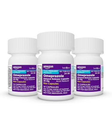 Amazon Basic Care Omeprazole 20mg Mini Capsules - 42 Count - Acid Reducer for Heartburn - 24HR Relief - Buy Online on GoSupps.com