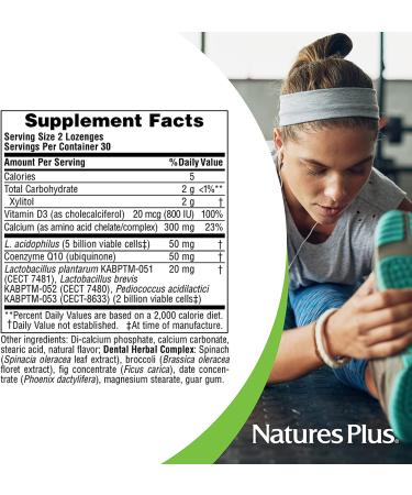 Nature's Plus Adult Dental Care Probiotic Lozenges â€“ Natural Peppermint Flavor, 60 Count - Buy Online on GoSupps.com