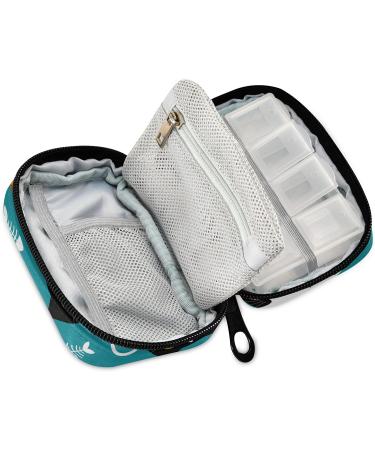Blue Cartoon Cats Pill Case Bag | Zipper Weekly Organizer for Travel & Home Storage - Buy Online on GoSupps.com