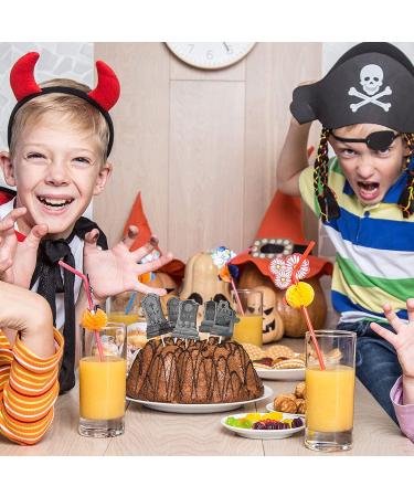 Whaline 24Pcs Halloween Cupcake Toppers 8 Designs Tombstone Graveyard Cake Toppers Scary Cupcake Decoration Table Centerpiece Sticks Appetizer Picks for Party Supplies - Buy Online on GoSupps.com
