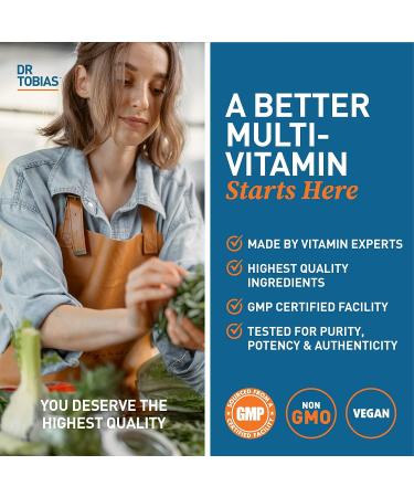 Dr. Tobias Adult Multivitamin for Energy & Immune Support, 90 Tablets - Non-GMO, 42 Fruits & Vegetables, Probiotics - Daily Multivitamins for Men & Women - Buy Online on GoSupps.com