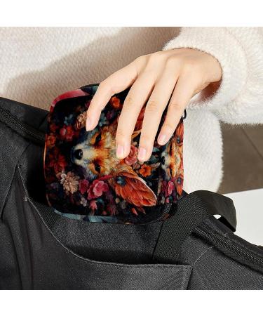 Sanitary Napkin & Menstrual Cup Storage Bag - Floral Fox Design | Women's Period Pads Holder - Buy Online on GoSupps.com
