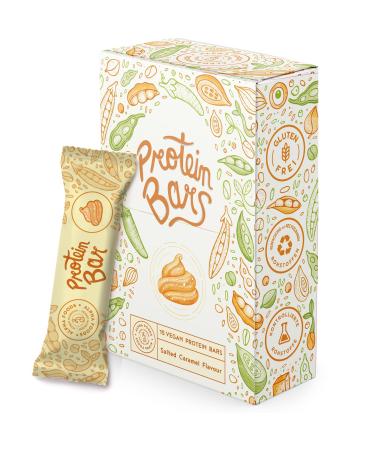 Vegan protein bars 15 x 55g - Salted Caramel - Juicy vegan protein bar - low sugar high protein with chocolate - box with 15 bars - Buy Online on GoSupps.com