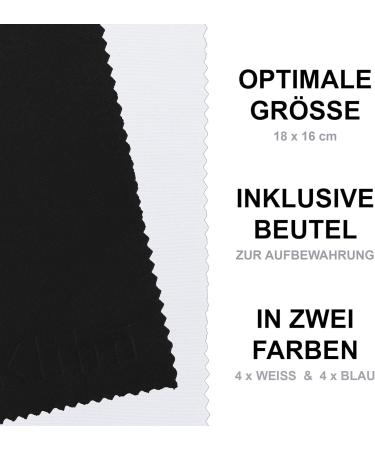 Klihn Microfiber Glasses Cleaning Cloth 8-Pack | Professional Quality Lens & Display Care | Washable 18x16cm | Black & White Storage Bag - Buy Online on GoSupps.com