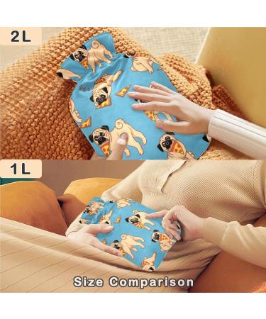 Naanle Hot Water Bottle with Cover Pizza Pug Design 2L Large Hot Water Bag for Bed & Pain Relief Ideal Hand & Feet Warmer Ships Internationally - Buy Online on GoSupps.com