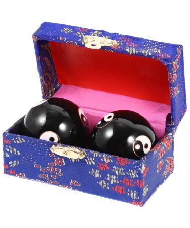 Healeved Chinese health balls baoding balls hand massage balls metal meditation balls with case yang patterns for hand exercises hand therapy stress relief 2 pieces black