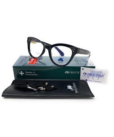 New model blue light filter reading glasses anti blue light.Exclusive computer glasses reading glasses for women Venice Cat 3D Modern +1.00 Black