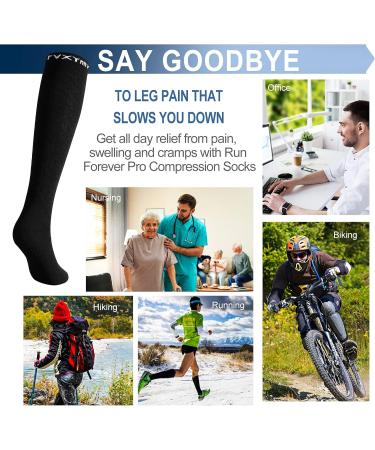 Fvxynnv Compression Stockings for Men & Women - 20-30 mmHg Support Socks for Running Sports & Travel - Black L-XL - Buy Online on GoSupps.com