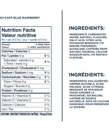 Sparkling Ice +Caffeine Blue Raspberry Sparkling Water. Caffeinated Sparkling Water from Coffee Beans and Green Tea Extracts for the Perfect Pick-Me-Up. 473 mL (Pack of 12) Blue Raspberry (Caffeine) 473 ml (Pack of 12) - Buy Online on GoSupps.com