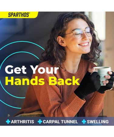 Sparthos Arthritis Hand Compression Gloves | Carpal Tunnel & Neuropathy Pain Relief | Fingerless Circulation Glove for Men and Women | Medium Size | Midnight Black - Buy Online on GoSupps.com