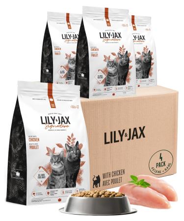 Dry Cat Food - Chicken Recipe - No Corn or Soy - Protein Rich - Kitten Food - Adult Cat Food by Lily & Jax - Chicken 6.4 kg (4 x 1.6 kg) Chicken 1.6 kg (Pack of 4)