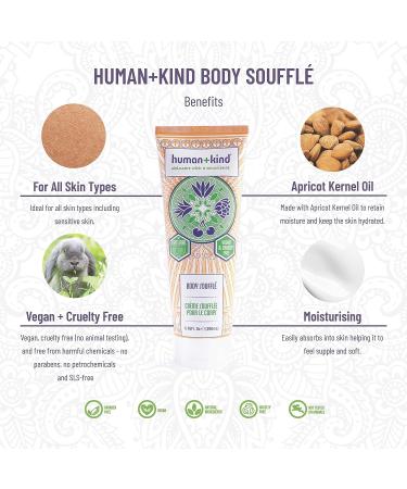 Human+Kind Body Souffle - Lightweight Cream Moisturizer for Dry & Eczema-Prone Skin - Natural Vegan Skincare - 16.9 oz - Buy Online on GoSupps.com