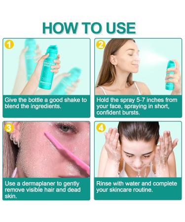Hair Identifier Spray for Face Shaving & Dermaplaning - 4 oz | Moisturizing Hair Removal Spray for All Skin Types + 4 Razors - Buy Online on GoSupps.com