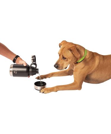 RUFF PUPS 32oz Stainless Steel Dog Water Bottle with Attached Bowls - Vacuum Insulated, Leak Proof for Travel & Outdoor Activities - Buy Online on GoSupps.com