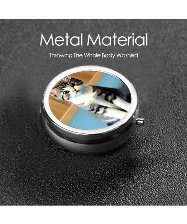 Portable Travel Pill Box | 3 Compartment Round Organizer | Bedroom Kitten Pill Box for Easy Travel - Buy Online on GoSupps.com