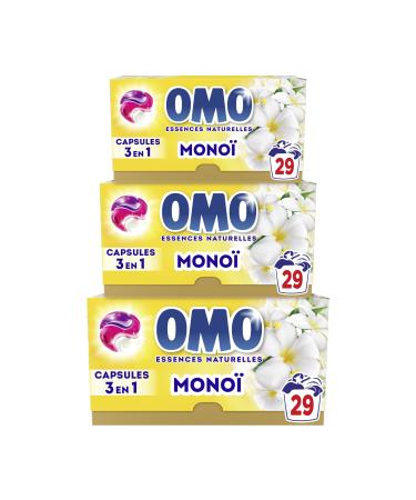 OMO - Liquid laundry detergent in 3 in 1 capsules Yes for Tahiti - 87 washes - Monoi - sparkling cleanliness & long-lasting fragrance