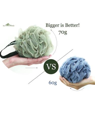 Large 70g Loofah Body Scrubber 3 Pack for Women & Men | Exfoliating Shower Sponge Pouf with Activated Charcoal - Buy Online on GoSupps.com