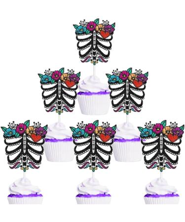 Mexican Day of the Dead Cupcake Toppers Set of 18 - Dia De Los Muertos Party Sugar Skeleton Decoration - SugarGera - Buy Online on GoSupps.com