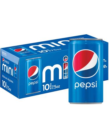 Pepsi Soda, Mini Cans, 7.5 Ounce (Pack of 10) Original