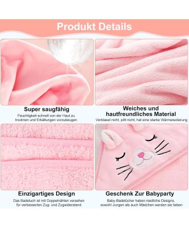 KDIMSU Pink Baby Towel with Hood | Soft & Super Absorbent Bath Towels for Newborns | Perfect Baby Shower Gift | 80x80cm Bathing Accessories - Buy Online on GoSupps.com