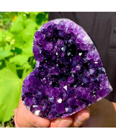 240g Natural Heart Shaped Amethyst Gemstone Quartz Cluster Crystal Specimen Beautiful Crystal Home Goods - Buy Online on GoSupps.com