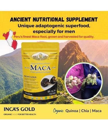 Inca's Gold Organic Black Maca Gelatinized Root Powder for Men - 170g | Boost Energy & Stamina | International Shipping Available - Buy Online on GoSupps.com