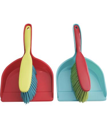 Home Essential 2 Packs - Junior Kids Mini Size (5.88'' x 10.25'') Heavy Duty Dustpan with Hand Brush for Sweeping and Cleaning of Kitchen Office Table-top Car - Buy Online on GoSupps.com