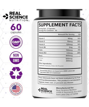 Real Science Carpal Miracle All Natural Carpal Tunnel Relief & Wrist Support Supplement with Vitamins B6 B12 C D K + GABA Hand & Nerve Comfort Made in USA 60 Caps - Buy Online on GoSupps.com