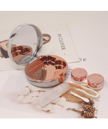 Honbay Marble Contact Lens Case with Mirror - Round (Rose Gold) - Buy Online on GoSupps.com
