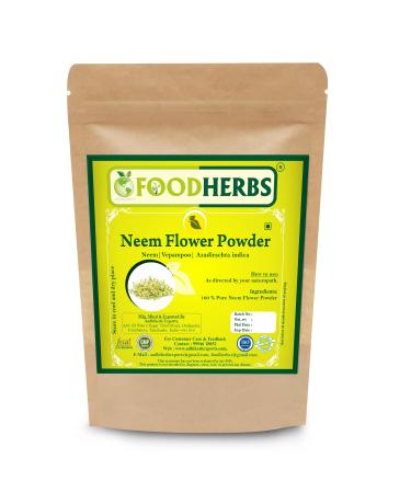 Foodherbs Neem Flower Powder | 200 GMS / 0.44 Lbs | Veppam Poo | Gut Support | Skin Care
