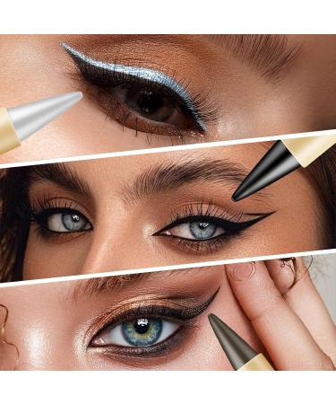 kaiyaya 2 pieces eyeliner waterproof matte quickdrying matte eyeliner pen gel black drying and smudgeproof kajal marker pencil for daily longlasting eye makeup silver - Buy Online on GoSupps.com