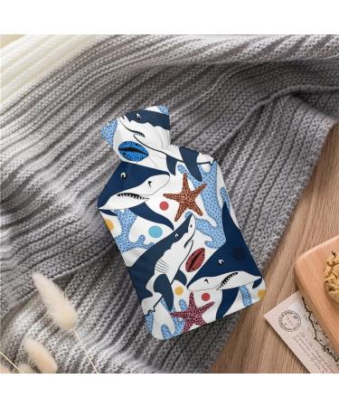 Blue Shark Hot Water Bottle with Plush Cover | Hand Warmer for Adults & Children | 26.5x15.3cm - International Shipping Available - Buy Online on GoSupps.com