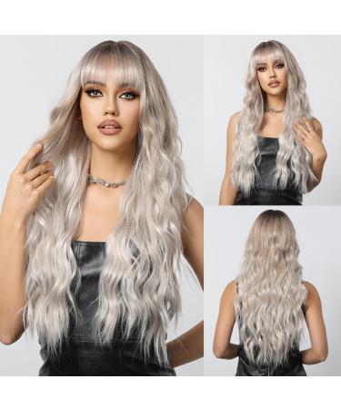 Oefei long ombre bright blonde wig with pony natural wavy wigs for women natural synthetic hair wear heat -resistant wigs for daily party cosplay - Buy Online on GoSupps.com