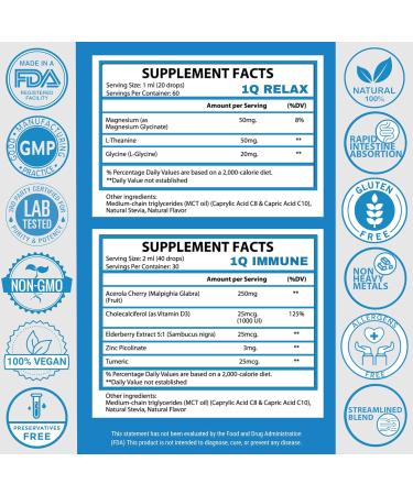 1Q Solution Sleep + Immune Support All-in-One Kids Health Kit| 2 Liquid Supplements | 100% Natural Sugar Free Vegan Gluten Free & Non-GMO | Loved by Moms: Clean Safe & Easy-to-Take for Children - Buy Online on GoSupps.com