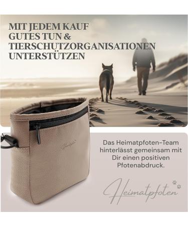 Heimatpfoten Imitation Leather Dog Food Bag - Stylish One-Handed Magnetic Closure Treat Bag in S Brown - Perfect for Walks and Training - Buy Online on GoSupps.com